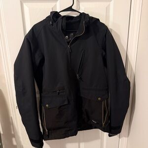 Ride Men's Black Hooded Full Zip Black Ski Jacket zipper pockets 15K